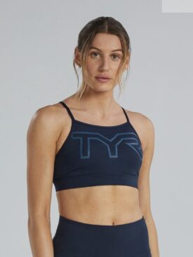 TYR BASE KINETIC™ WOMEN'S HIGH NECK BIG LOGO SPORTS BRA